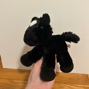NEW Aurora Black Horse Pony Plush With White Spot on Head: Stuffed Animal Toy